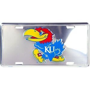 Kansas Jayhawks NCAA Silver Mirror License Plate